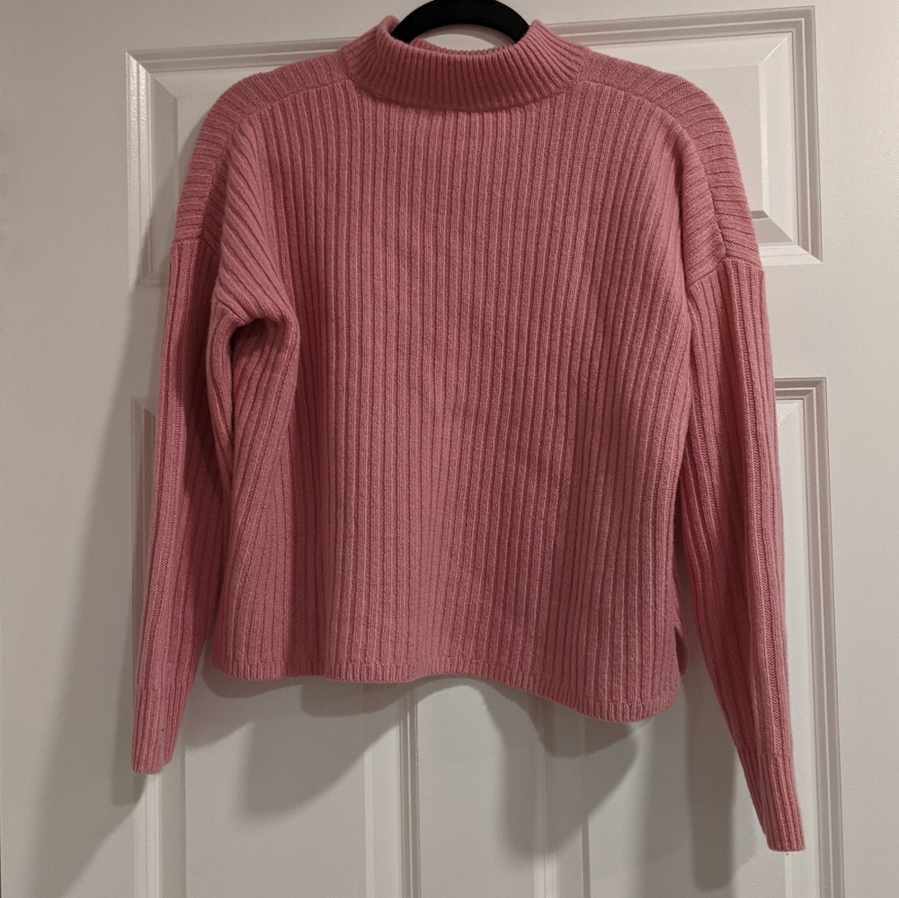 Madewell Pink (Re)sourced Cashmere & Wool Ribbed Mockneck Pullover Sweater XS - Picture 5 of 11